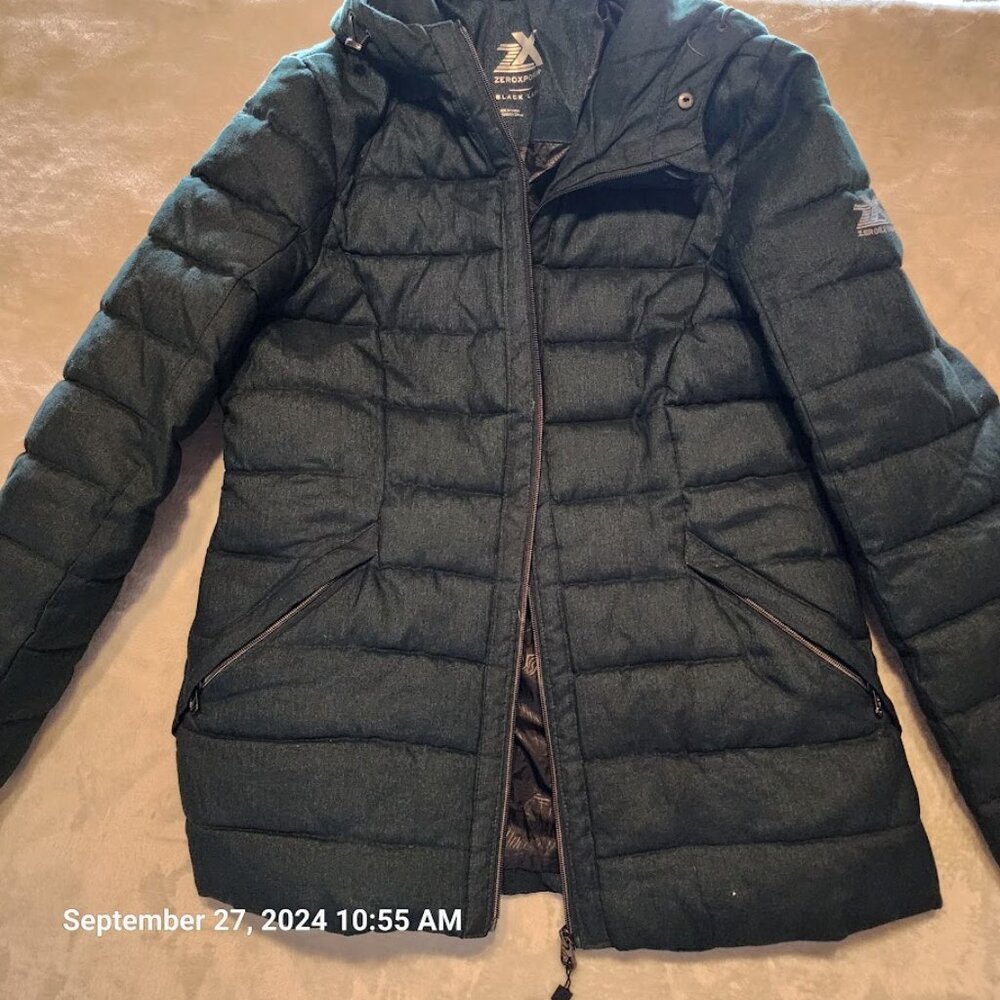 ZeroXposur Women Green Jacket Black Label Size Large Hooded Zip Pockets Lined - Picture 14 of 14